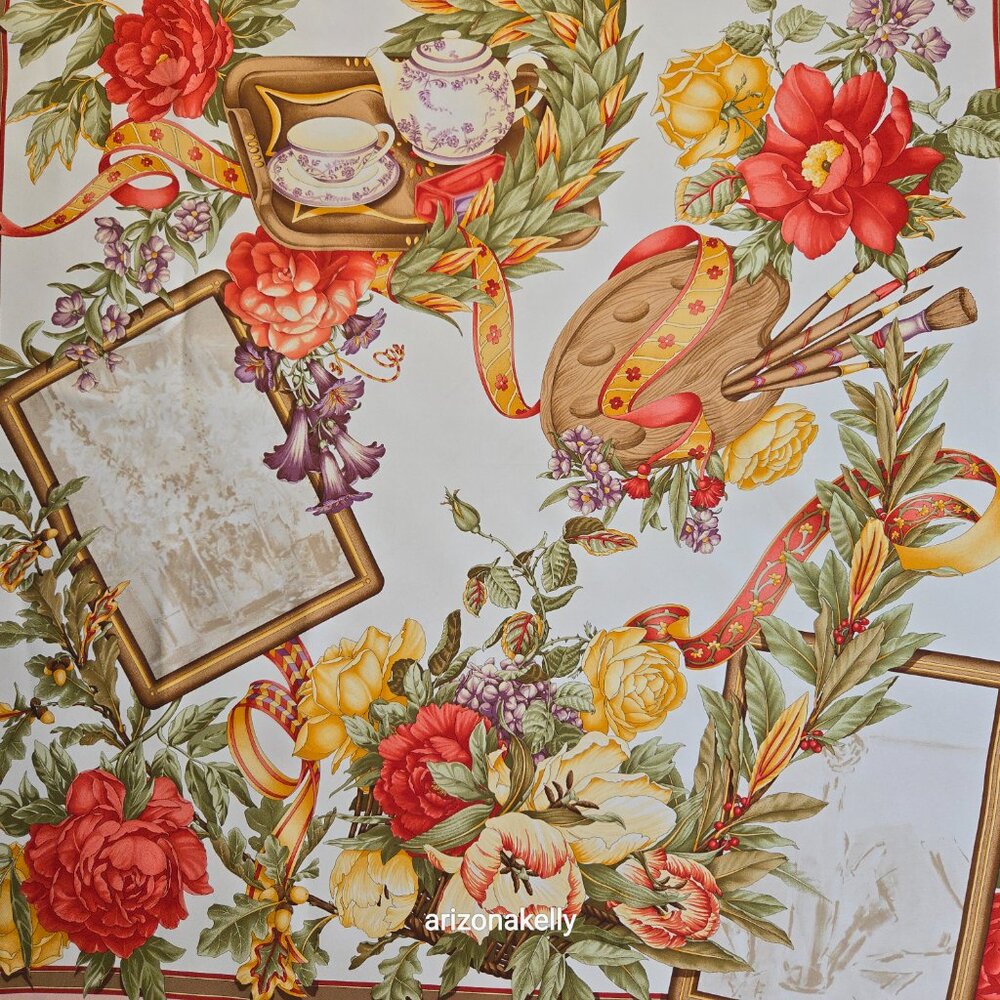 *RARE* Salvatore Ferragamo Omaggio a DePisis Silk Scarf Hand Rolled - Picture 15 of 16